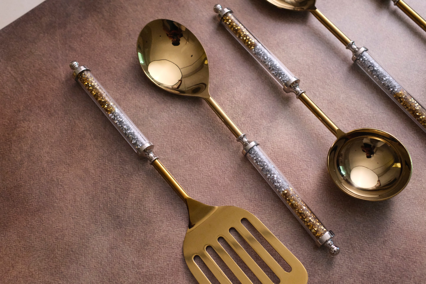 Mix Crystals Gold Serving Set
