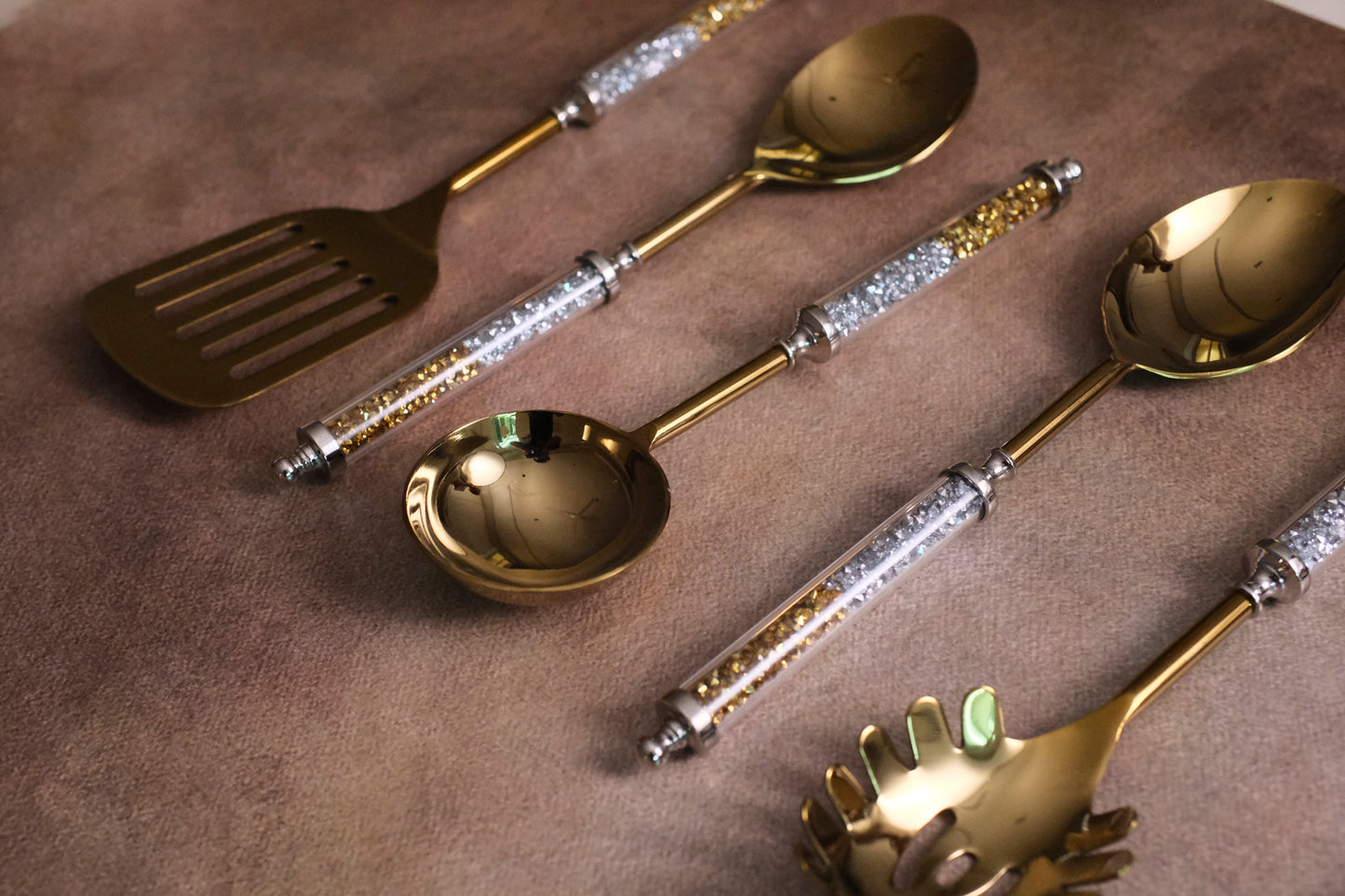 Mix Crystals Gold Serving Set