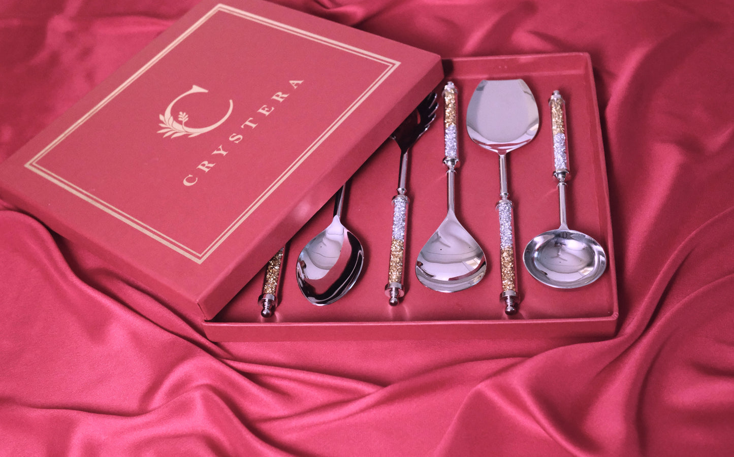 Mix Crystals Silver Serving Set