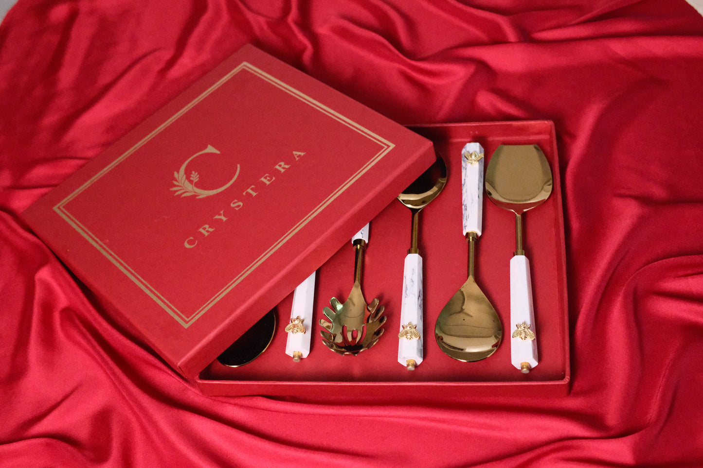 Cream and Gold QueenBee Serving Set