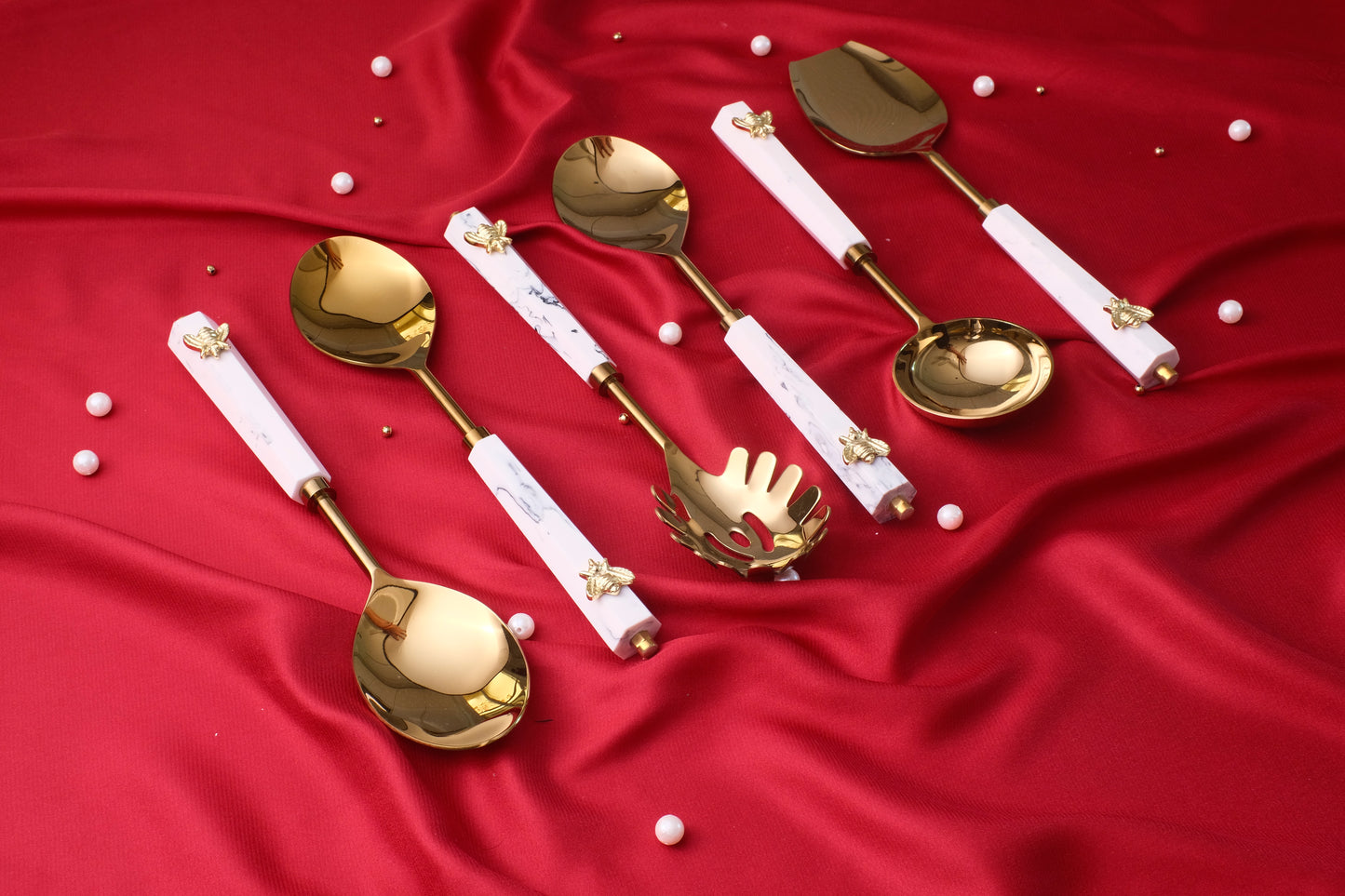 Cream and Gold QueenBee Serving Set