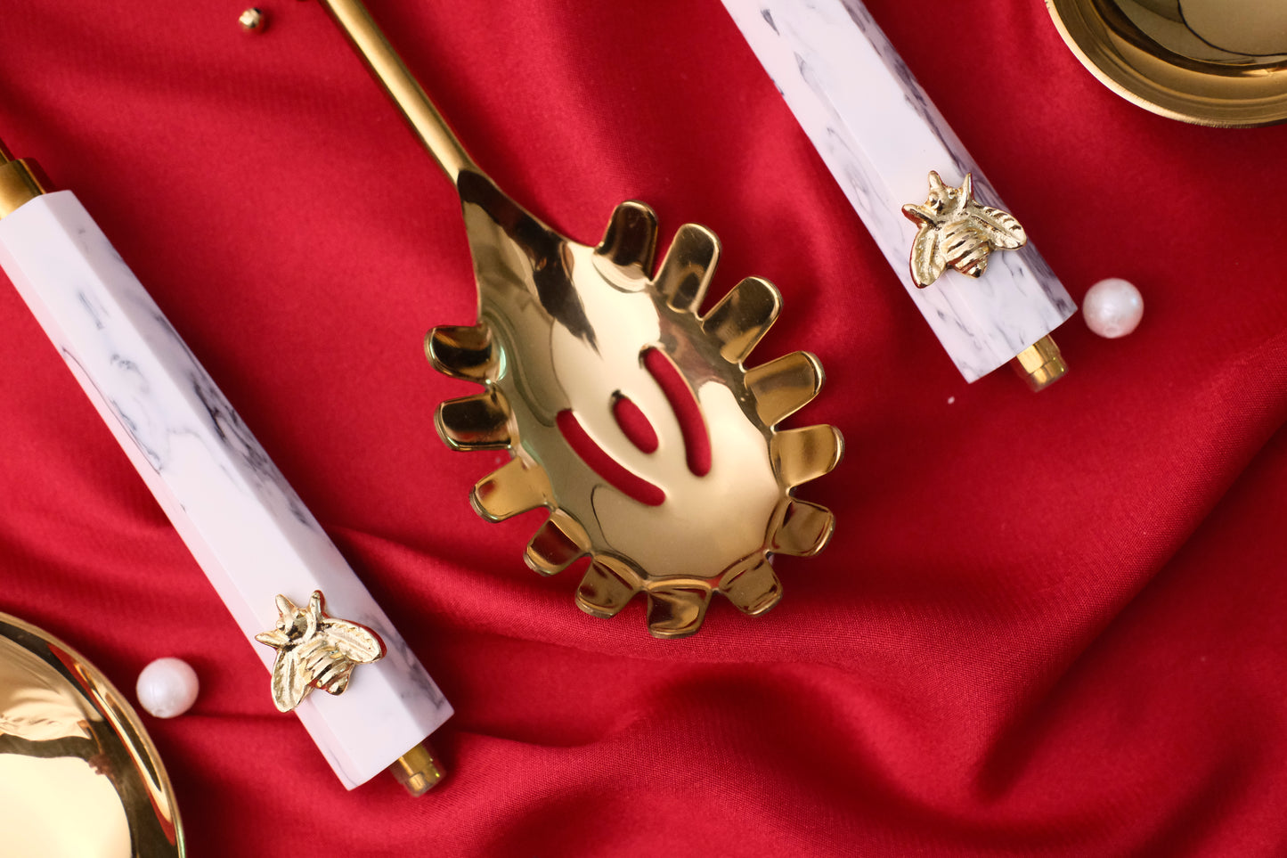 Cream and Gold QueenBee Serving Set
