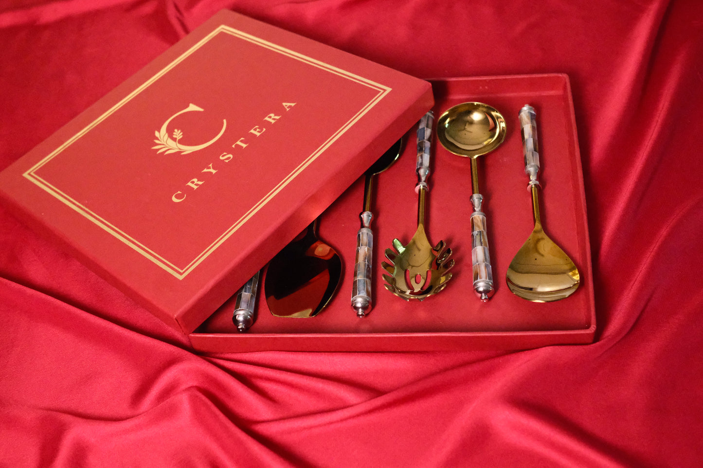 Grey Gold Round Marble Serving Set