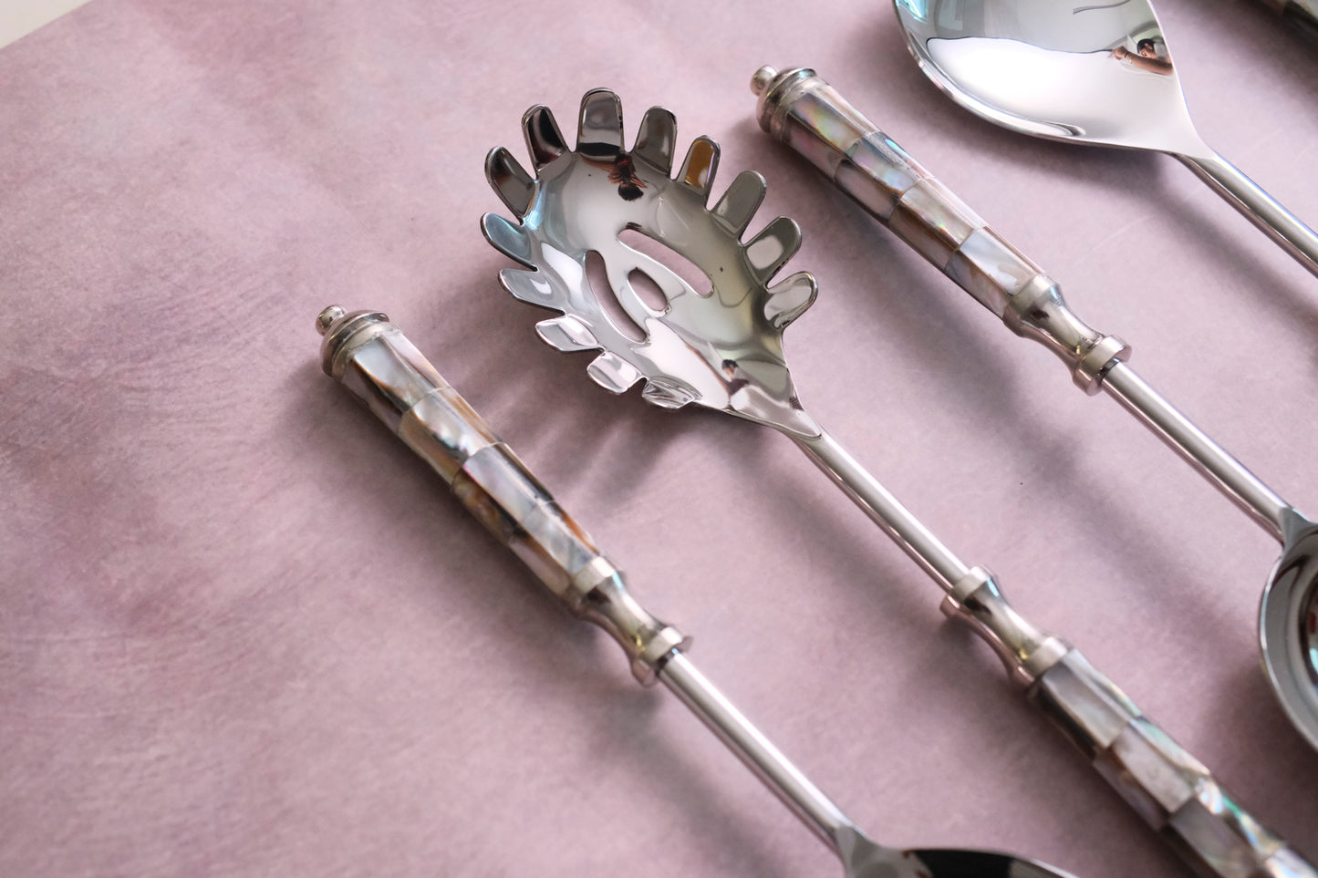 Grey Silver Round Marble Serving set