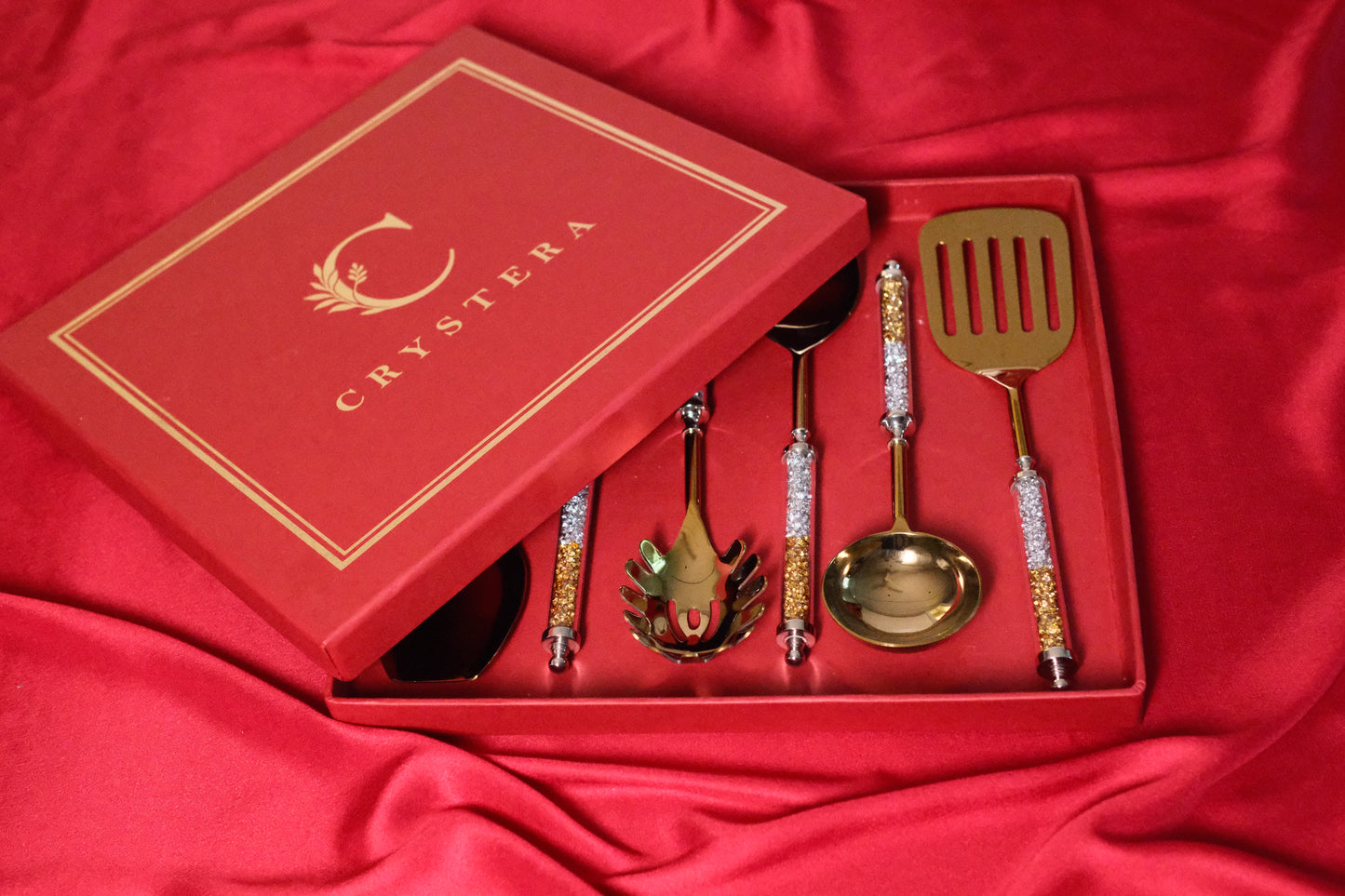 Mix Crystals Gold Serving Set