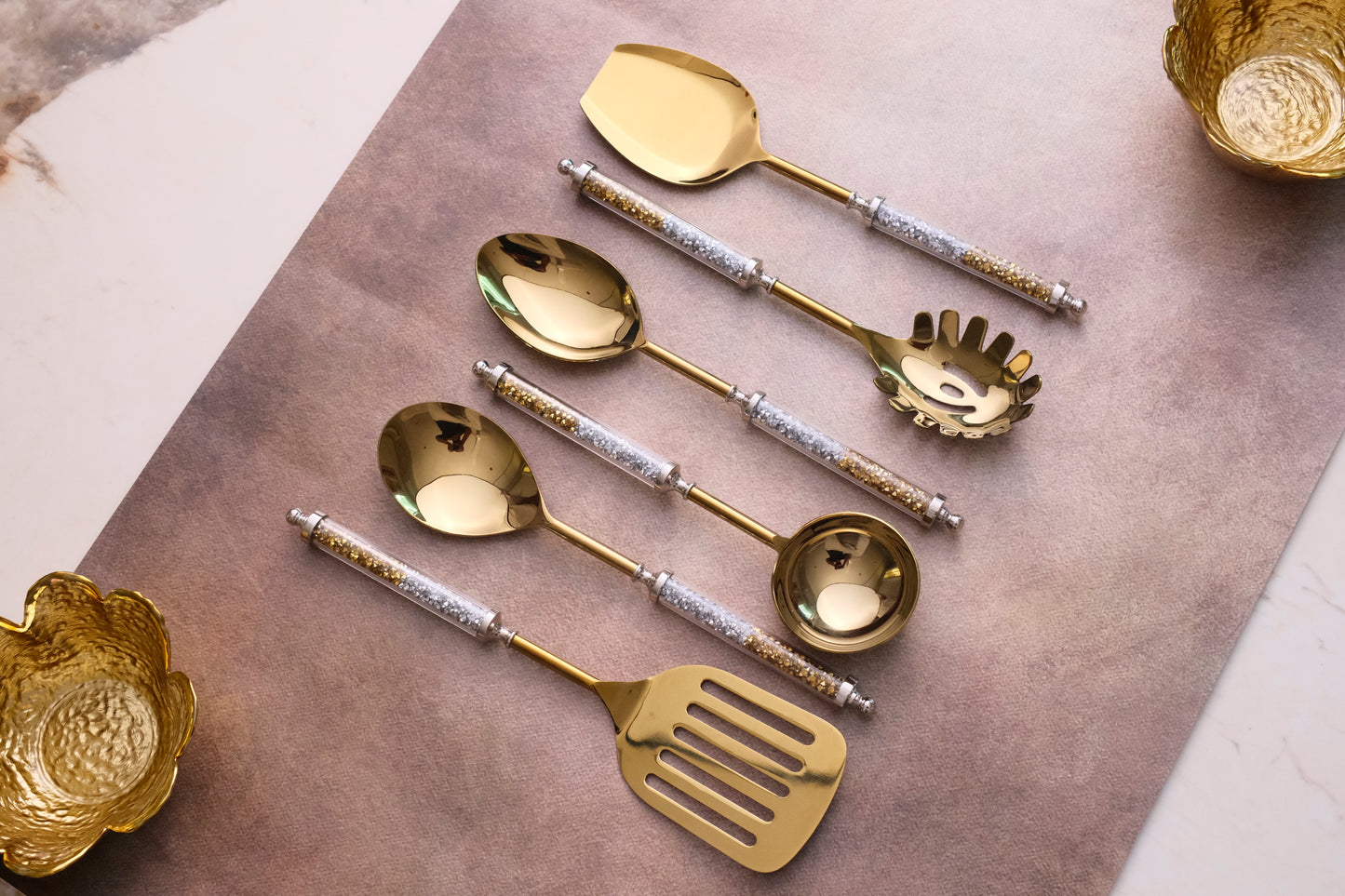 Mix Crystals Gold Serving Set