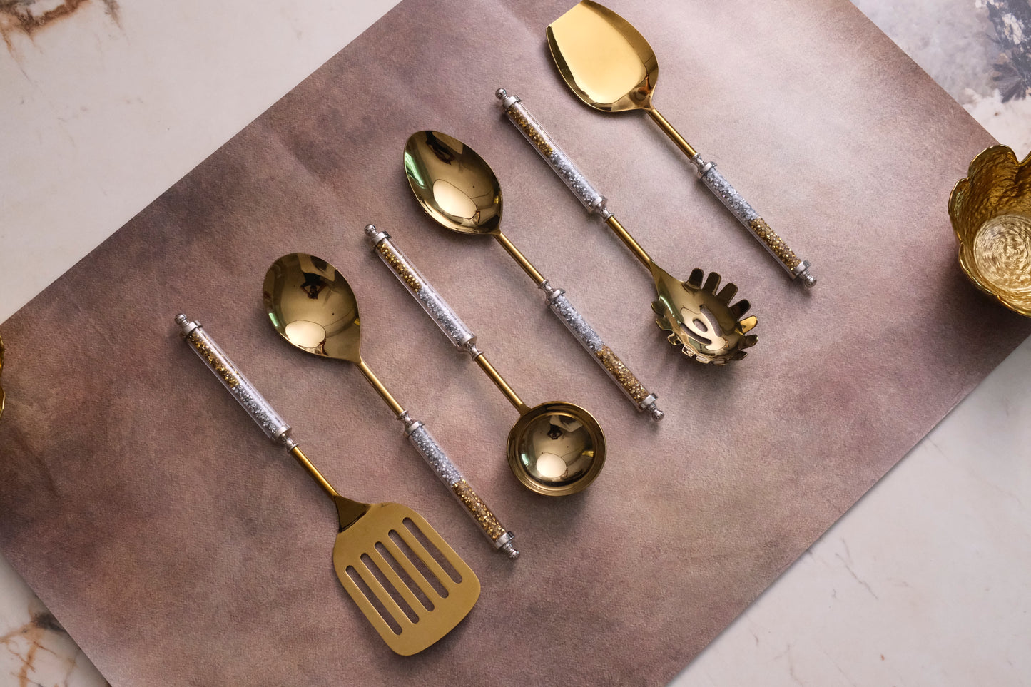 Mix Crystals Gold Serving Set