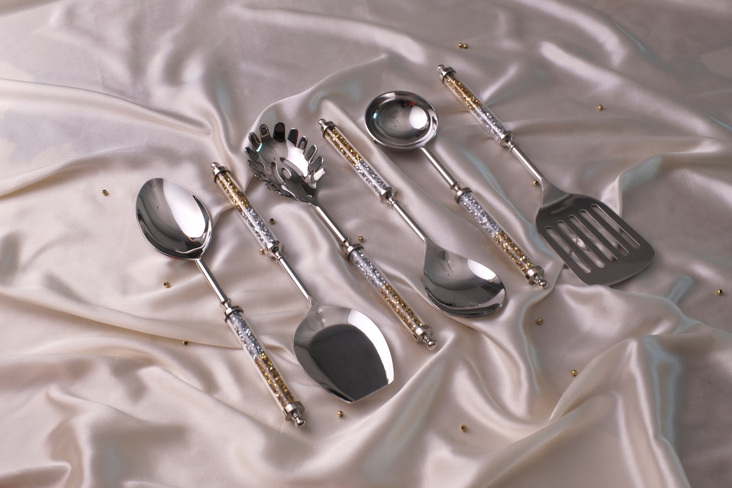 Mix Crystals Silver Serving Set